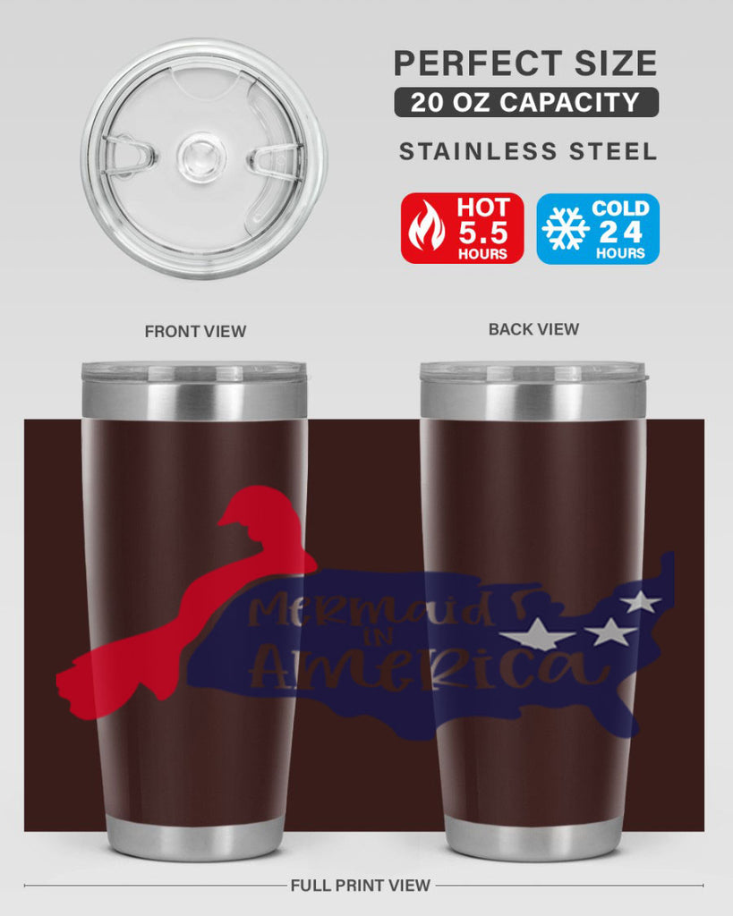 Mermaid In America Style 167#- Fourt Of July- Tumbler