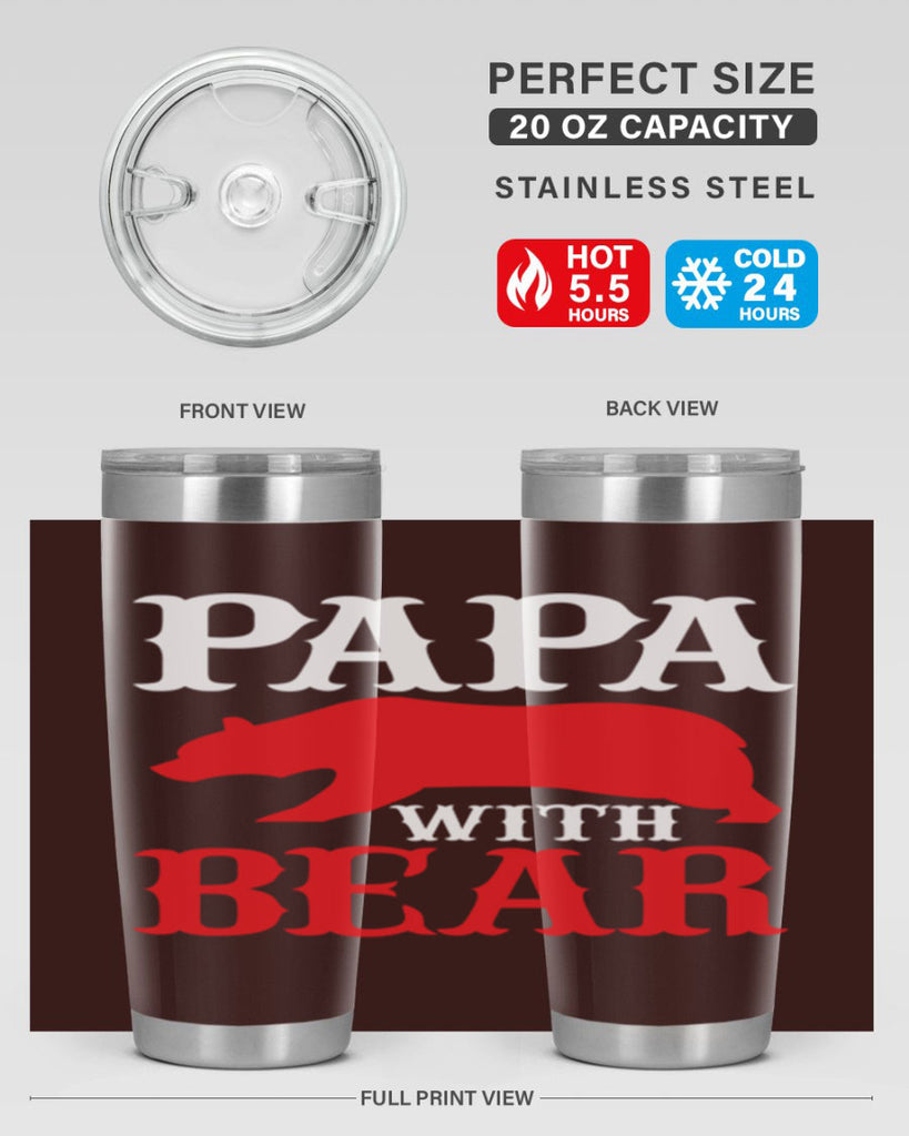 PAPA WITH BEAR 111#- grandpa - papa- Tumbler