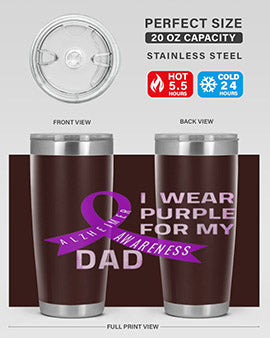 Womens I Wear Purple for My Dad Alzheimers Disease Awareness VNeck 221#- alzheimers- Tumbler