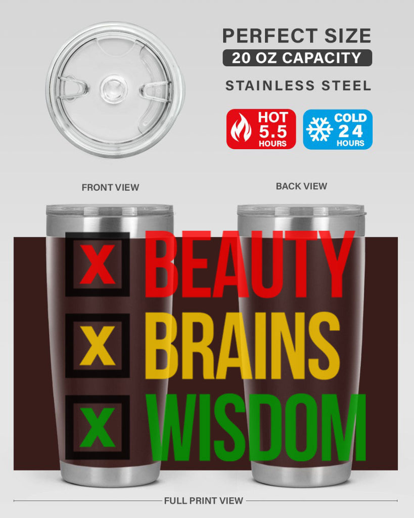 beauty brains wisdom 262#- black words phrases- Cotton Tank