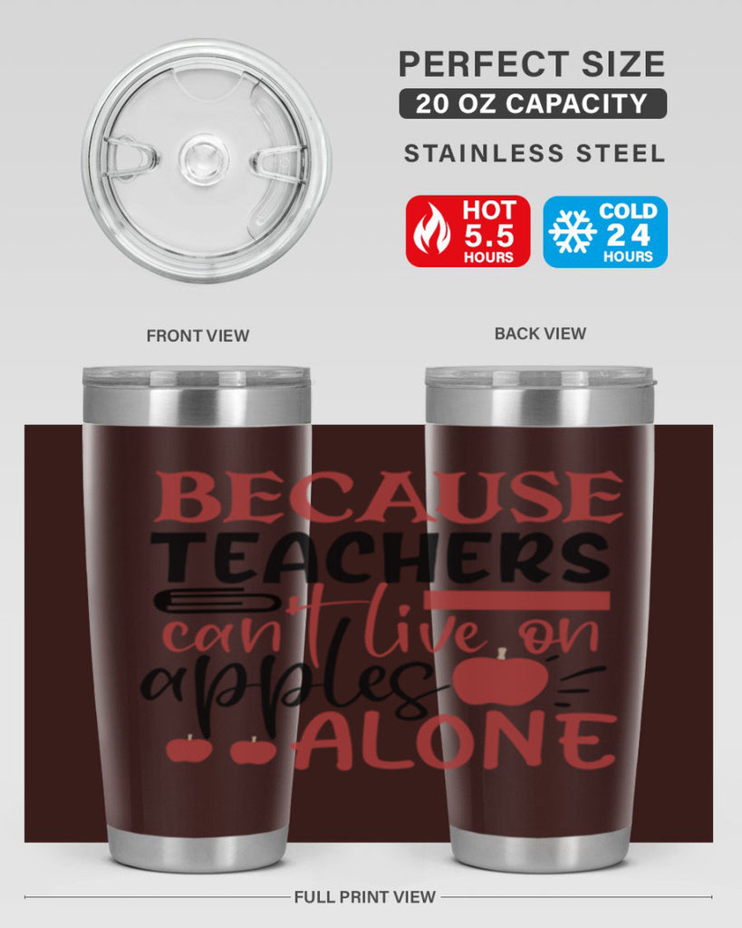 because teachers cant live on apples alone Style 121#- teacher- tumbler