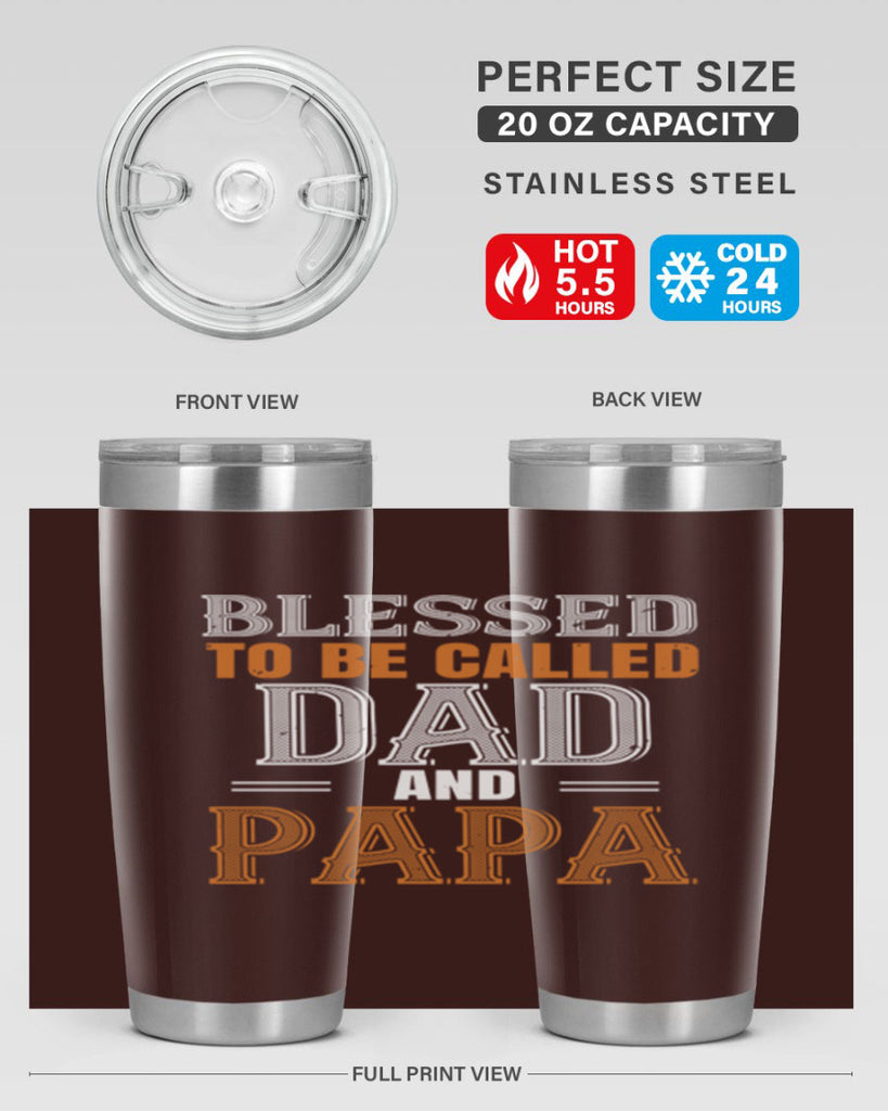 blessed to be called dad and papa 45#- grandpa - papa- Tumbler
