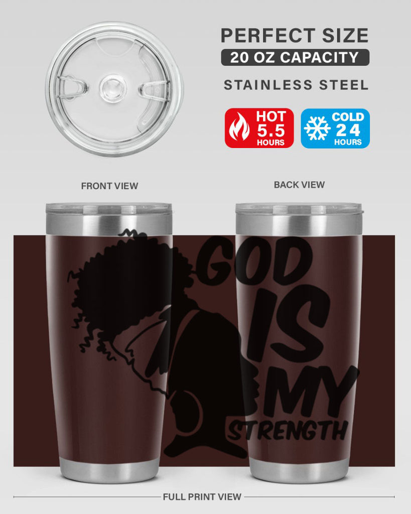 god is my strength- black words phrases- Cotton Tank