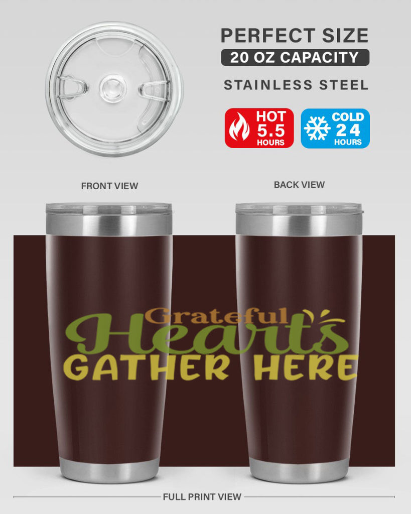 grateful hearts gather here 59#- thanksgiving- Tumbler