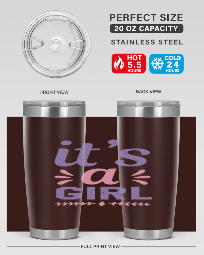its a girl Style 32#- baby shower- tumbler