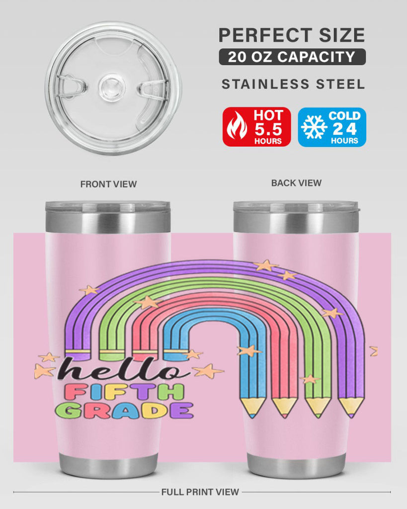 Hello 5th Grade Pencil Rainbow 13#- 5th grade- Tumbler