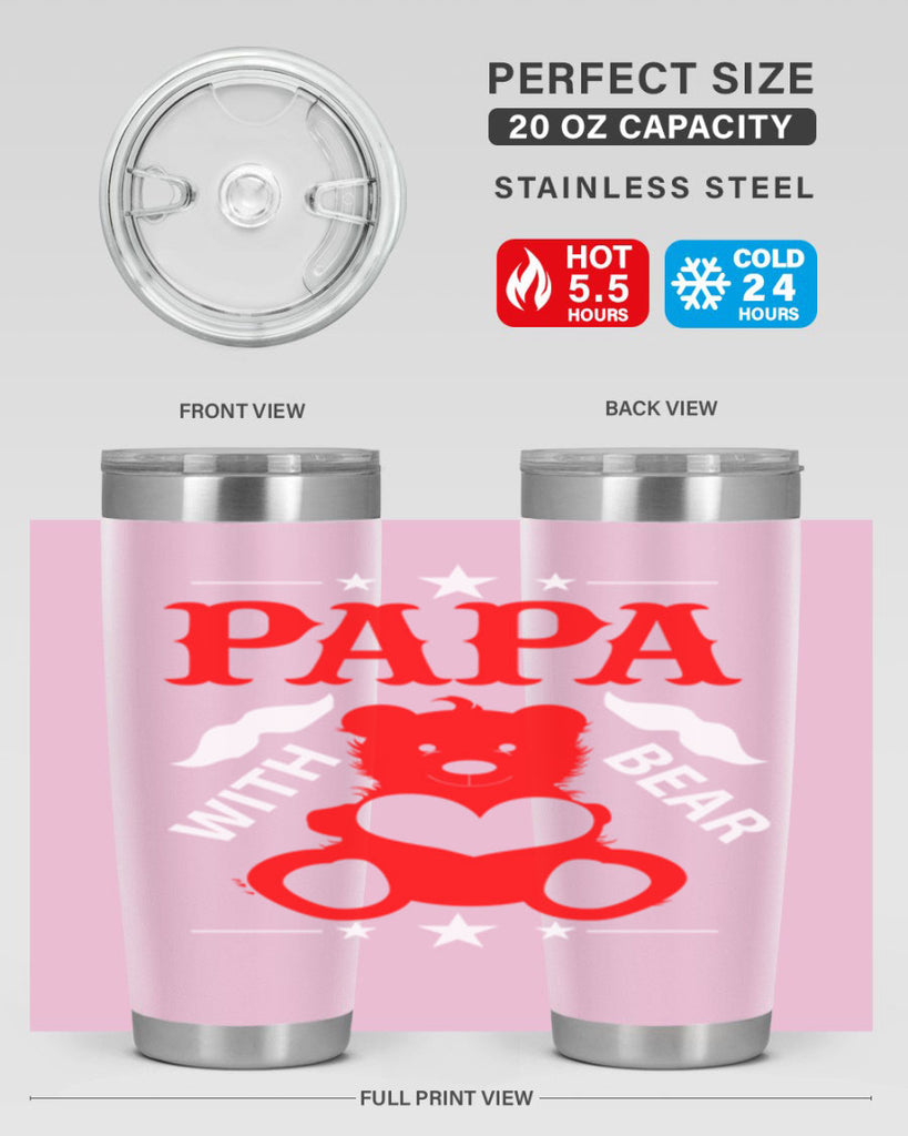 PAPA WITH BEAR 112#- grandpa - papa- Tumbler