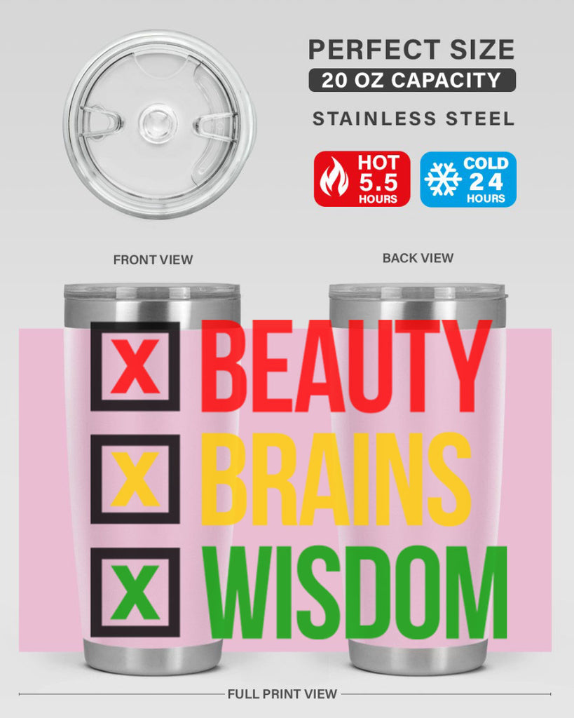 beauty brains wisdom 262#- black words phrases- Cotton Tank