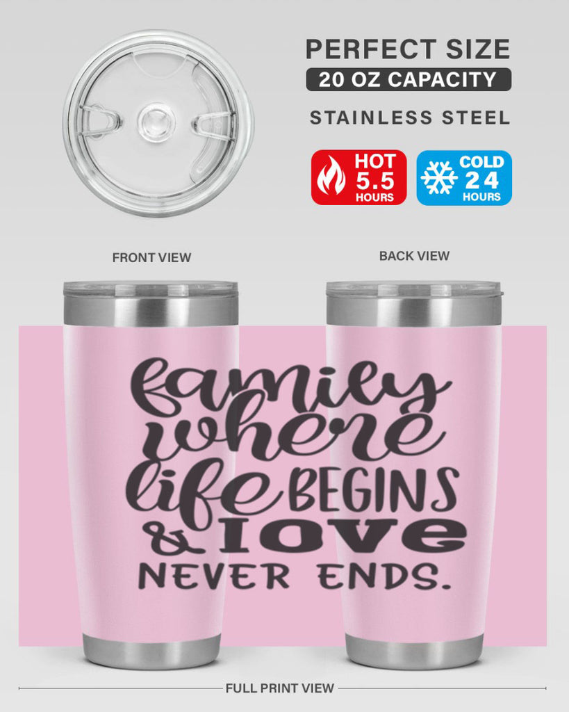 family where life begins love never ends 34#- family- Tumbler