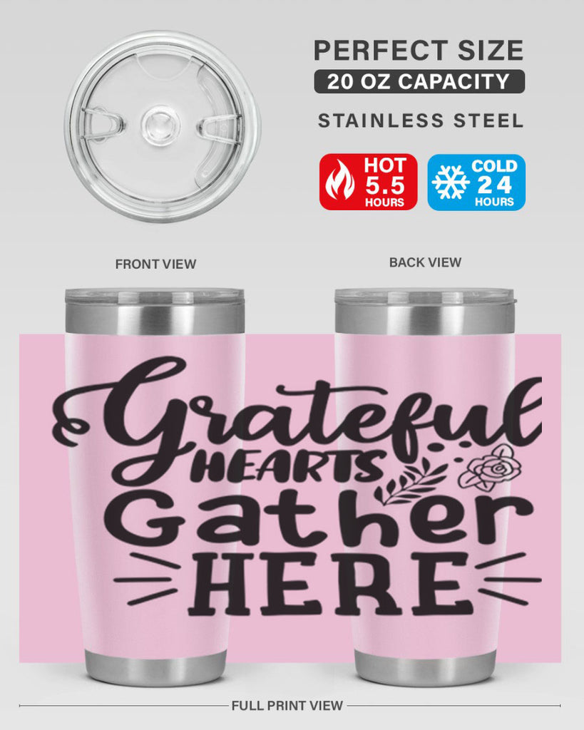 grateful hearts gather here 58#- thanksgiving- Tumbler