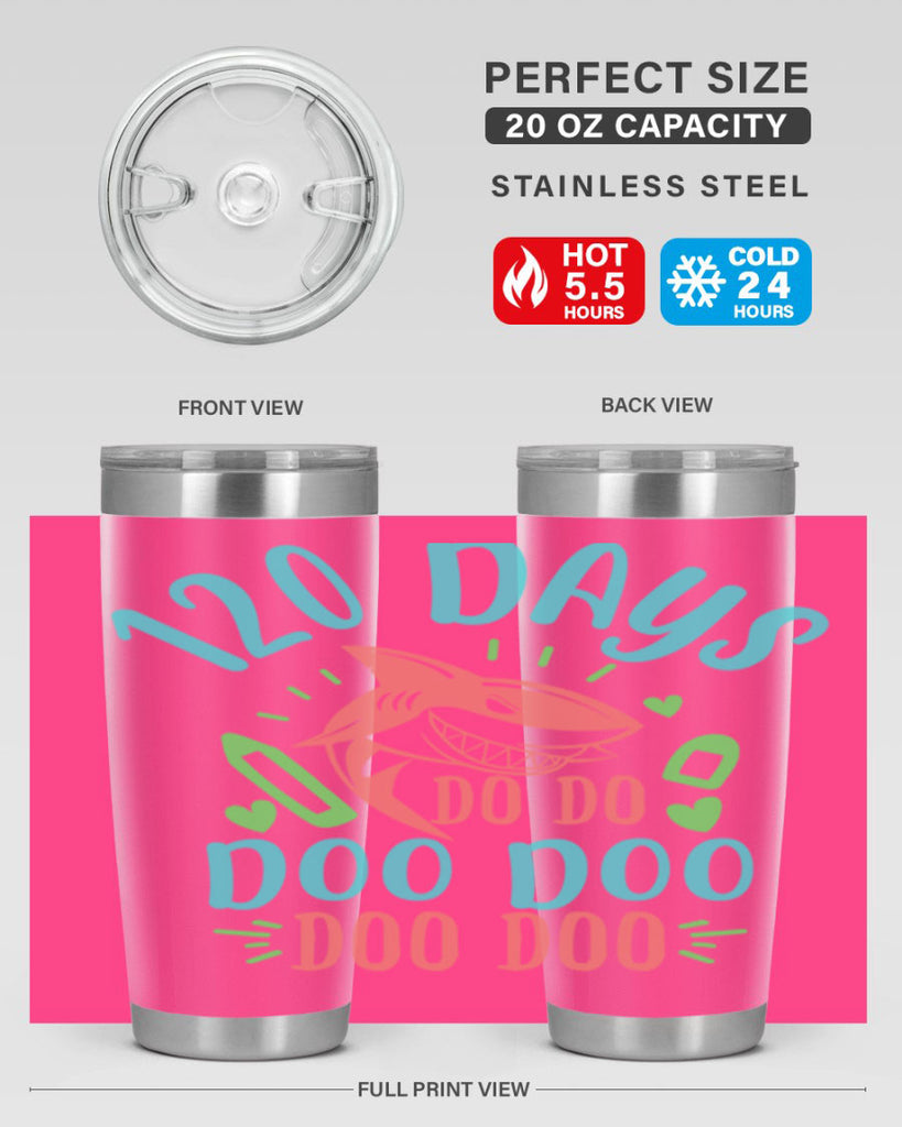 10 120 days shark doo doo 18#- 100 days of school- Tumbler
