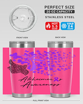 Alzheimers Awareness Shirt Alzheimers Purple Butterflies 24#- alzheimers- Tumbler