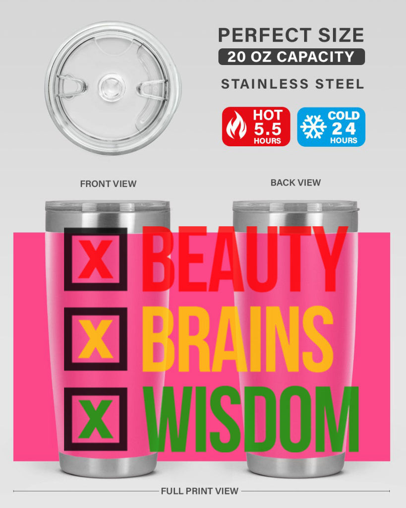 beauty brains wisdom 262#- black words phrases- Cotton Tank