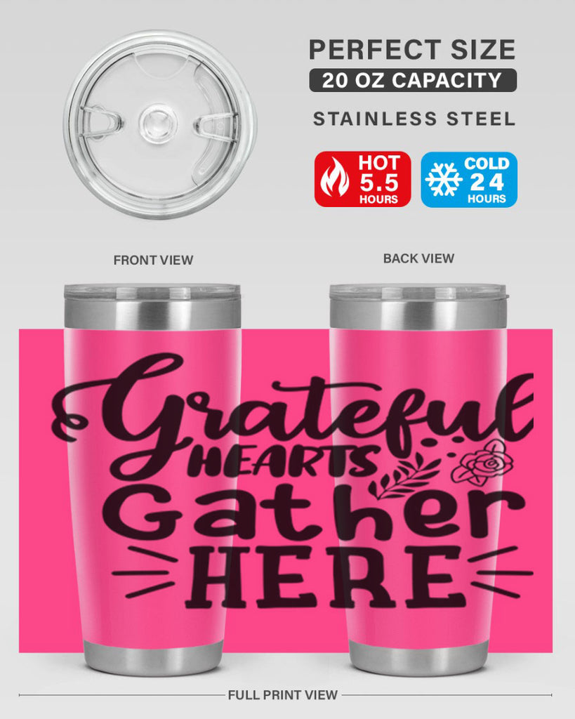 grateful hearts gather here 58#- thanksgiving- Tumbler