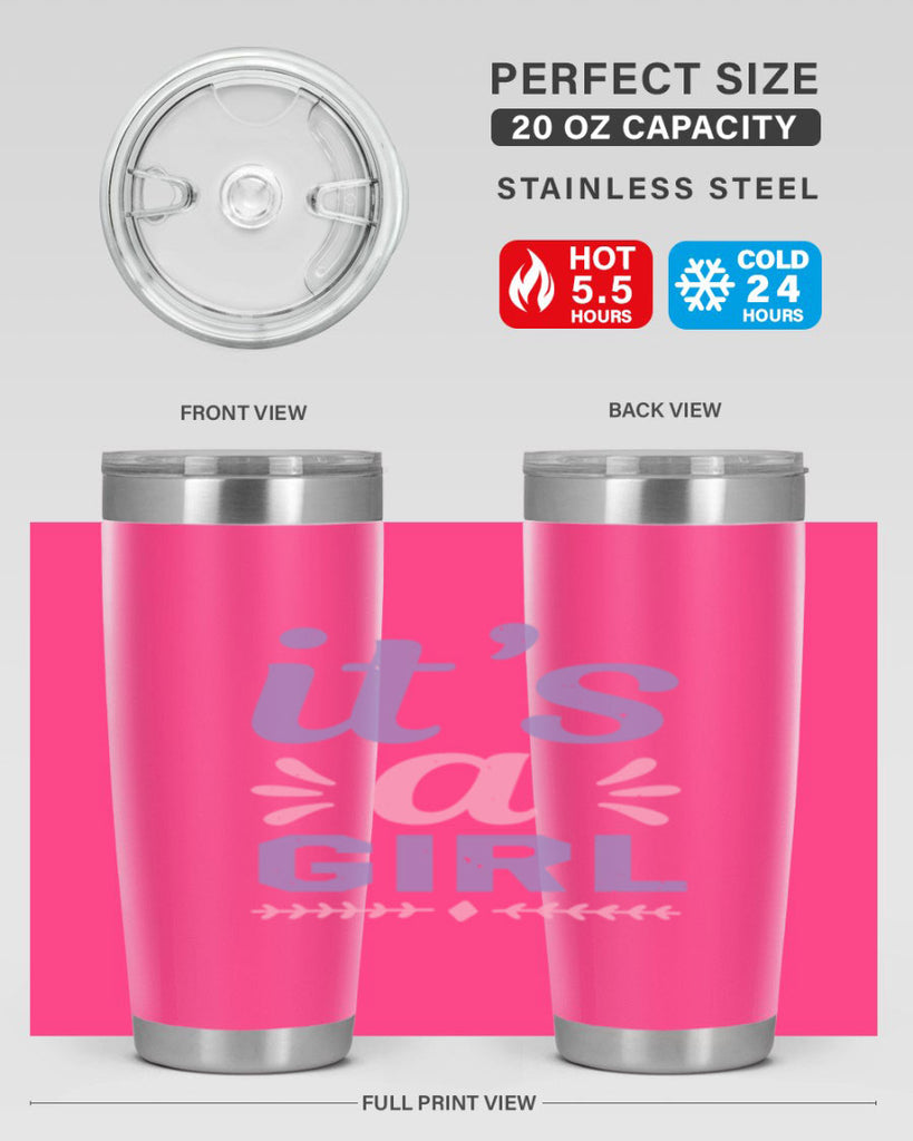 its a girl Style 32#- baby shower- tumbler