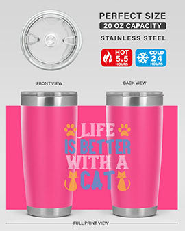 life is better with cat Style 64#- cat- Tumbler