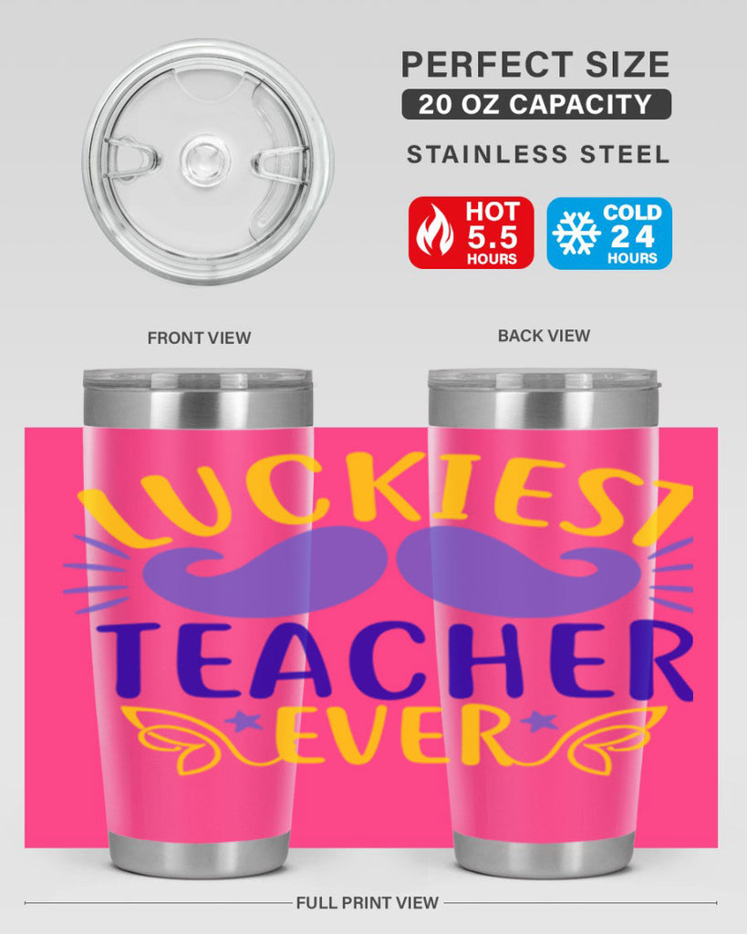 luckiest teacher ever 12#- mardi gras- Tumbler
