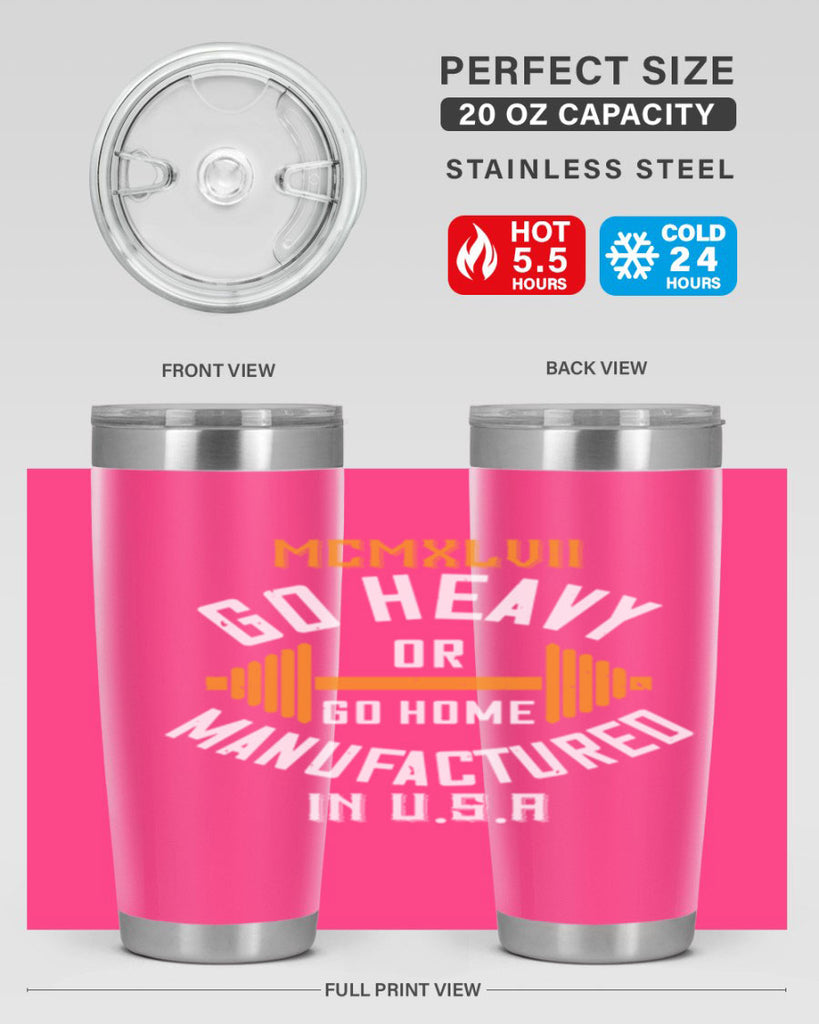 mcmxlvii go heavy or go home manufactured in 84#- gym- Tumbler