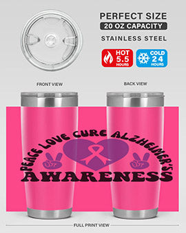 peace love cure alzheimer s awareness 206#- alzheimers- Tumbler