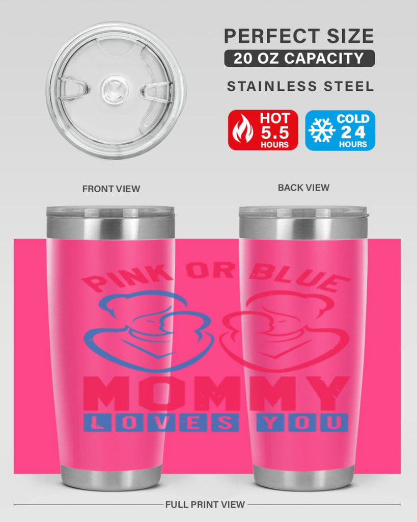 pink or blue Mommy Loves you Style 21#- baby shower- tumbler