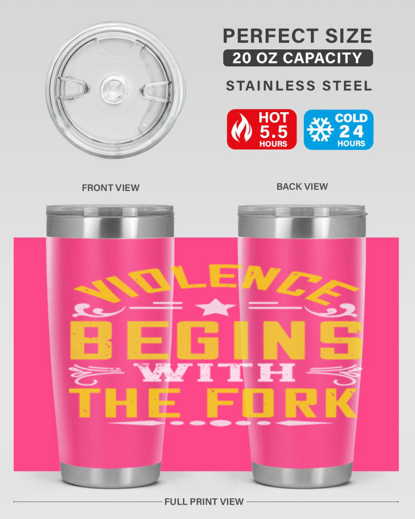 violence begins with the fork 11#- vegan- Tumbler