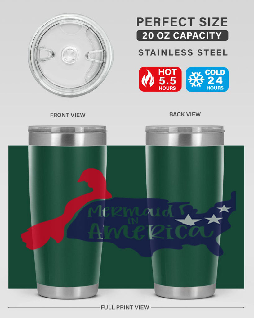 Mermaid In America Style 167#- Fourt Of July- Tumbler