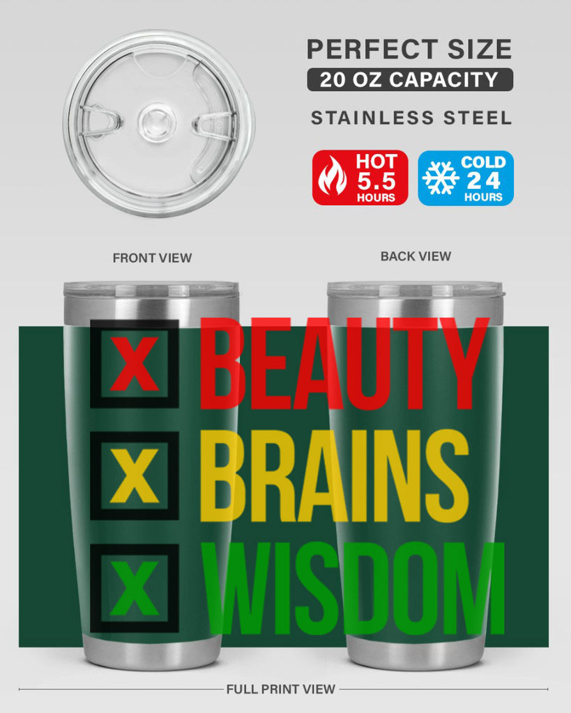 beauty brains wisdom 262#- black words phrases- Cotton Tank
