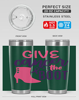 give cancer the boot Style 1#- breast cancer- Tumbler