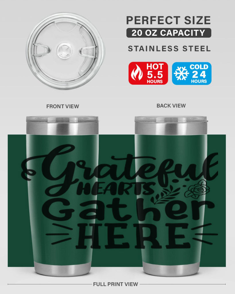 grateful hearts gather here 58#- thanksgiving- Tumbler