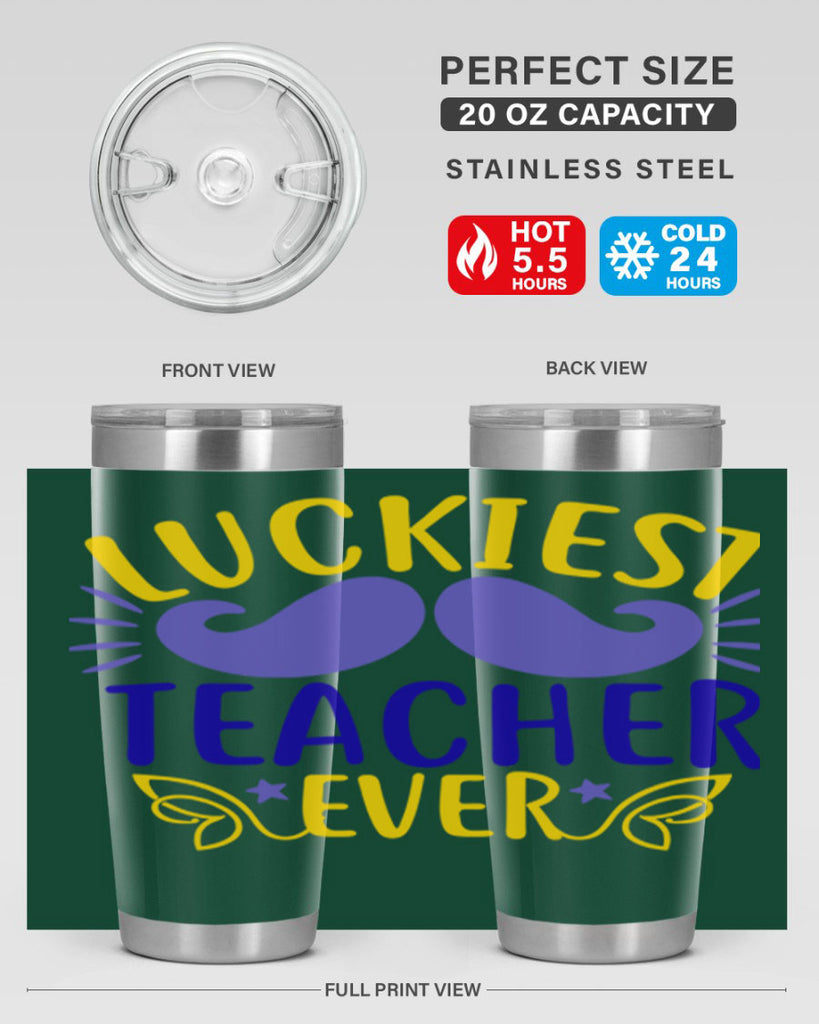 luckiest teacher ever 12#- mardi gras- Tumbler