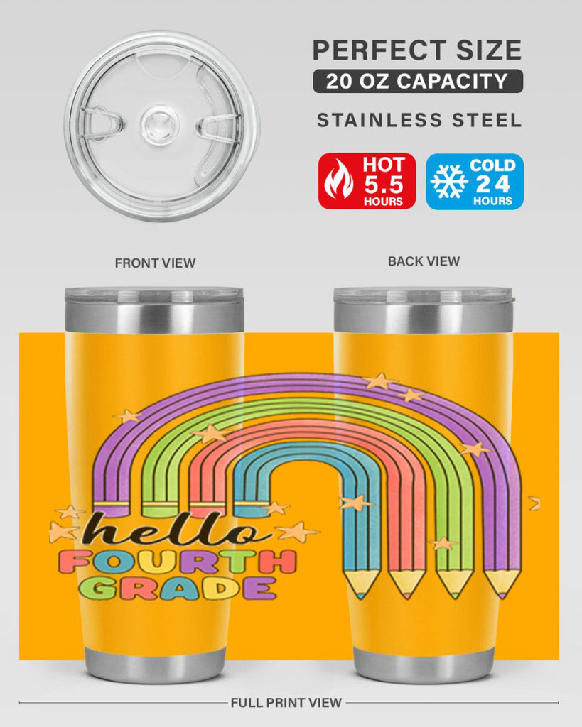 Hello 4th Grade Pencil Rainbow 12#- 4th  grade- Tumbler