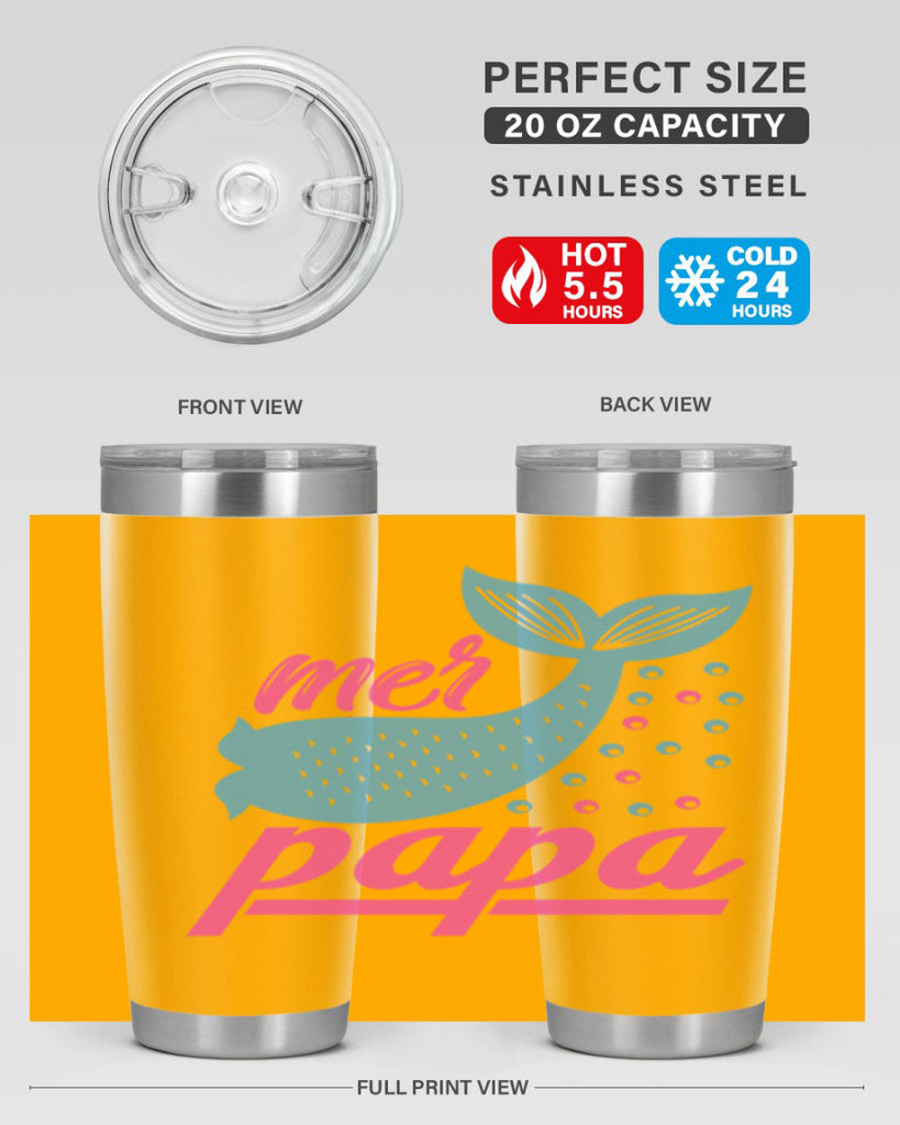 Mer Papa 344#- mermaid- Tumbler