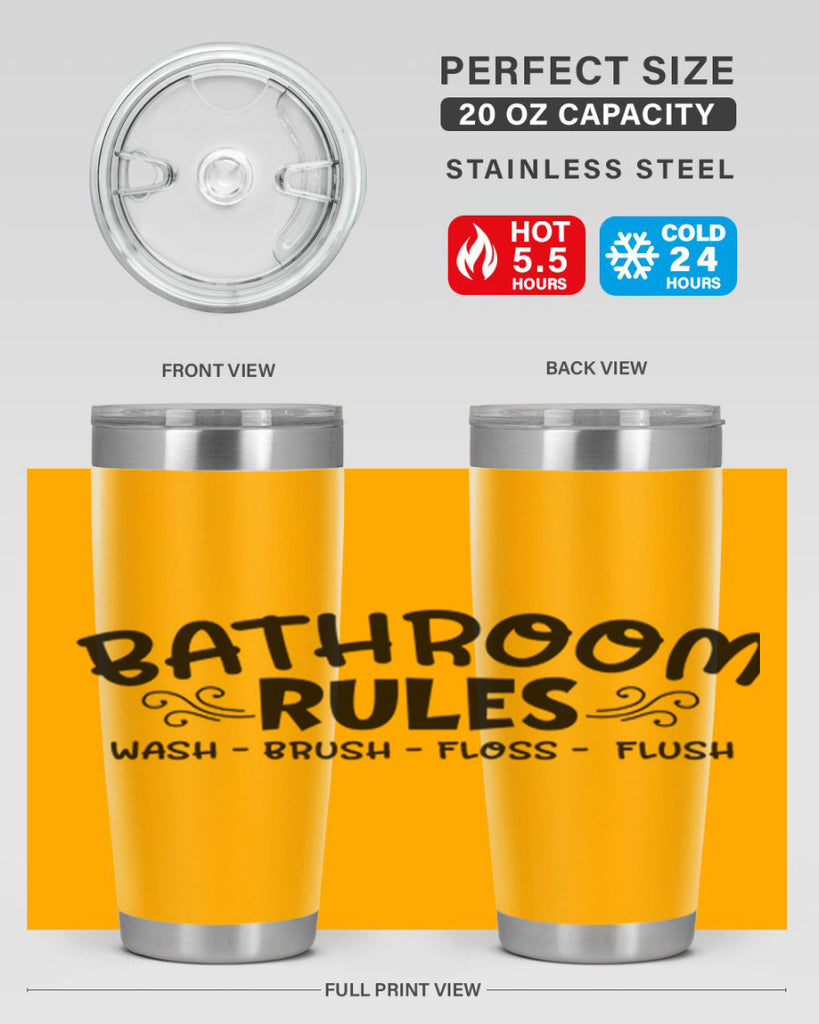 bathroom rules wash brush floss flush 91#- bathroom- Tumbler
