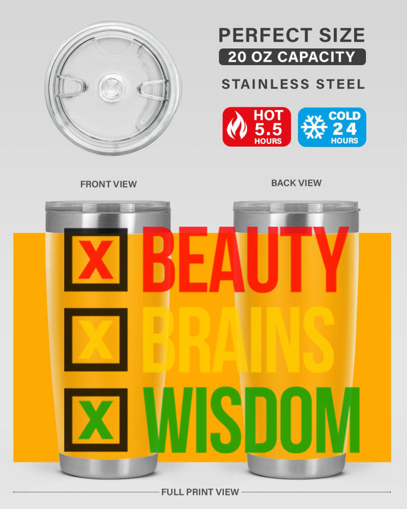 beauty brains wisdom 262#- black words phrases- Cotton Tank
