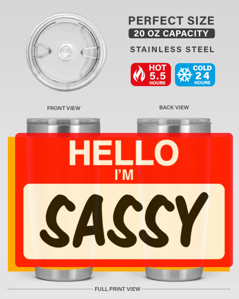 hello im sassy 129#- black words phrases- Cotton Tank