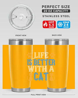 life is better with cat Style 64#- cat- Tumbler