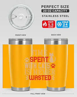 time spend with cat is never wasted Style 121#- cat- Tumbler