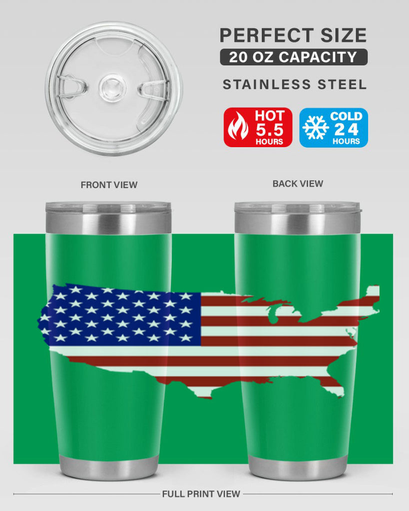 Flag With Map Style 50#- Fourt Of July- Tumbler
