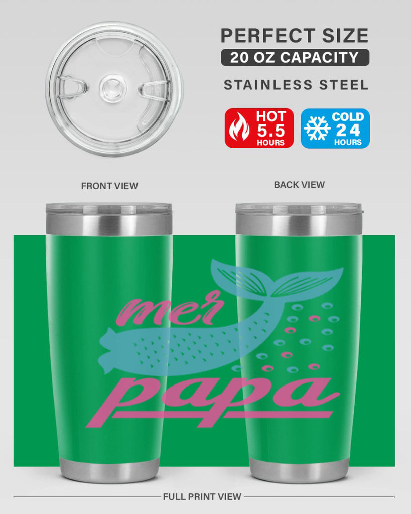 Mer Papa 344#- mermaid- Tumbler
