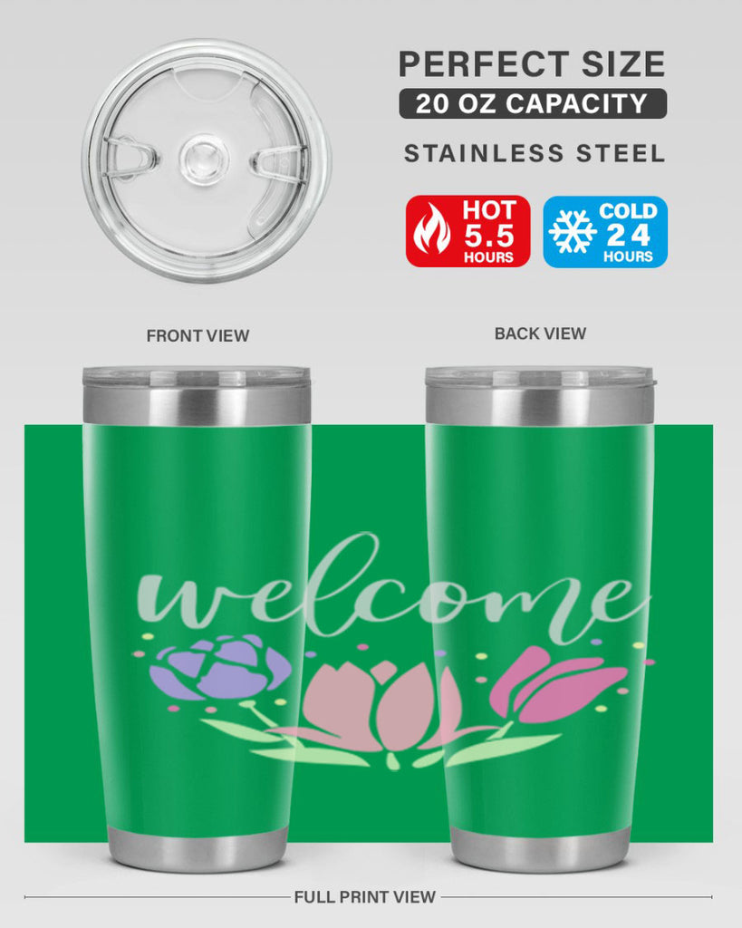 Welcome three flowers587#- spring- Tumbler