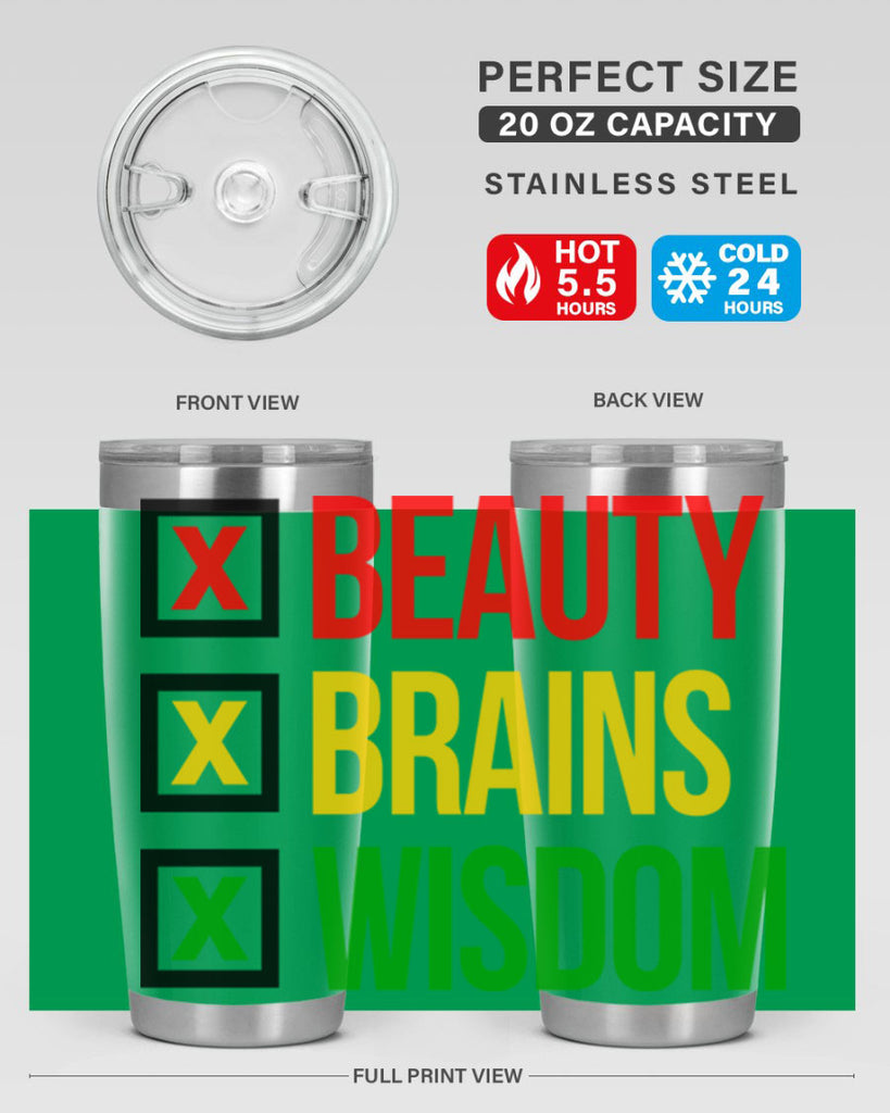 beauty brains wisdom 262#- black words phrases- Cotton Tank