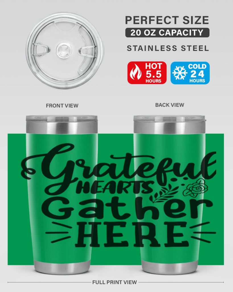 grateful hearts gather here 58#- thanksgiving- Tumbler