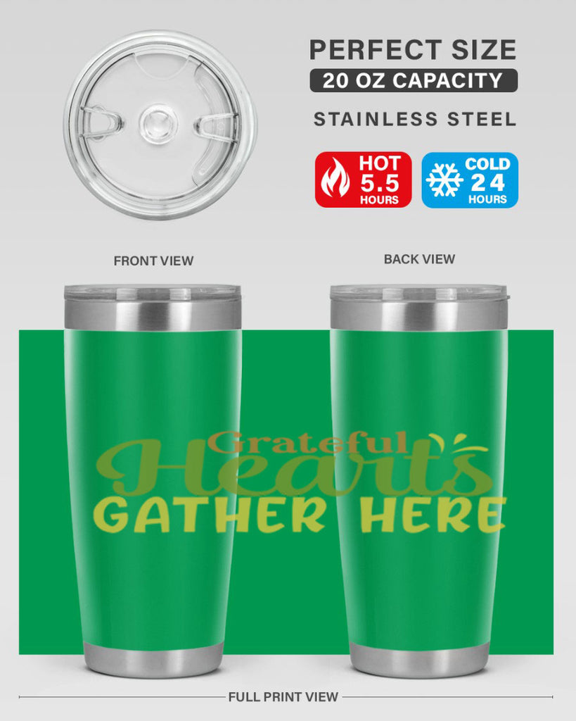 grateful hearts gather here 59#- thanksgiving- Tumbler