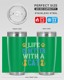 life is better with cat Style 64#- cat- Tumbler