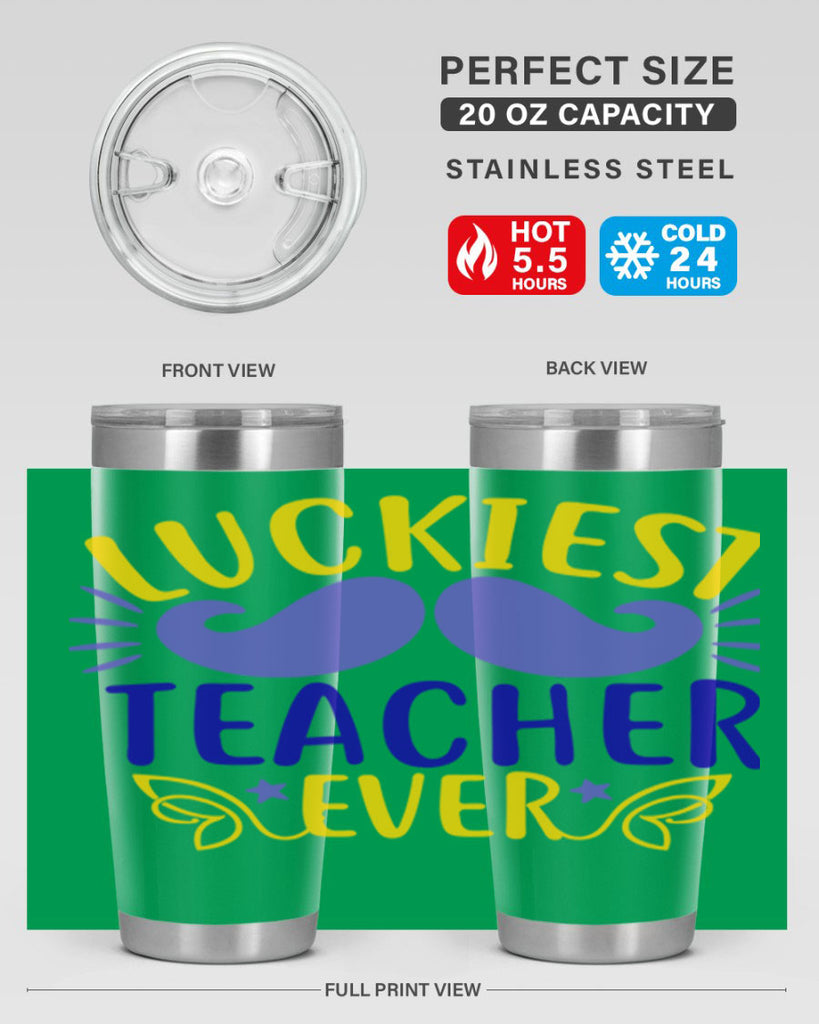 luckiest teacher ever 12#- mardi gras- Tumbler