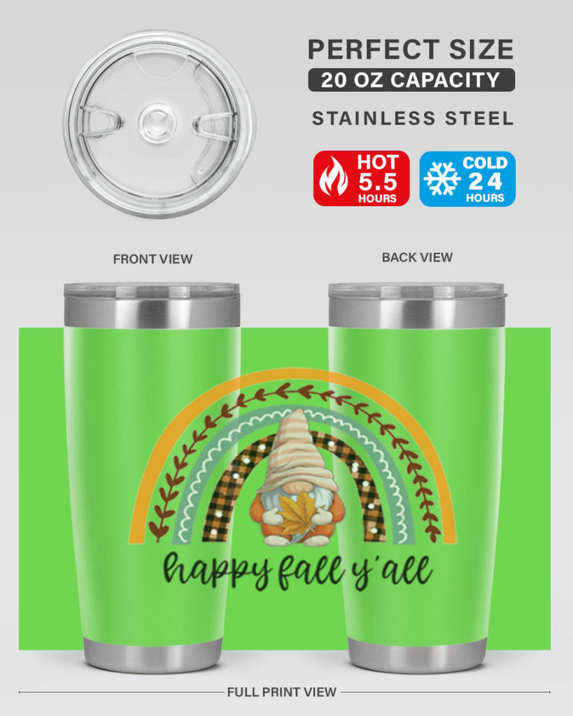 HappyFallYallGnomeRainbow 255#- fall- Tumbler