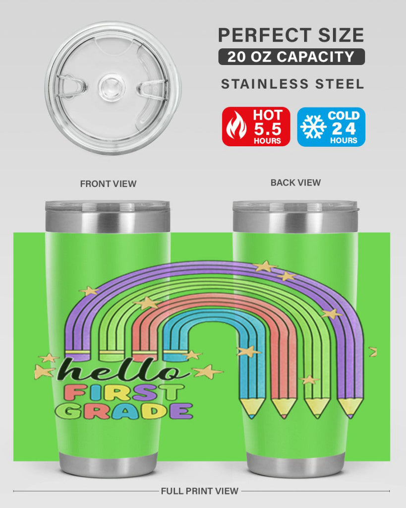 Hello 1st Grade Pencil Rainbow 14#- 1st grade- Tumbler