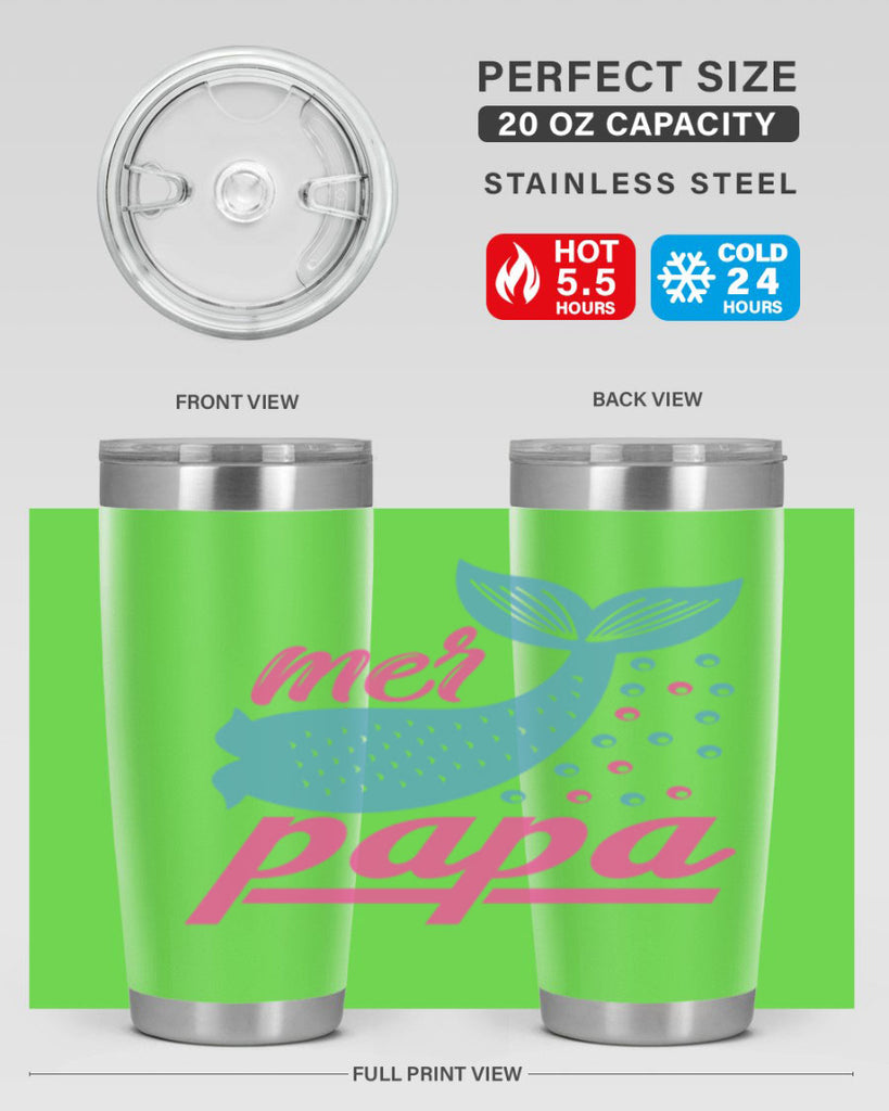 Mer Papa 344#- mermaid- Tumbler
