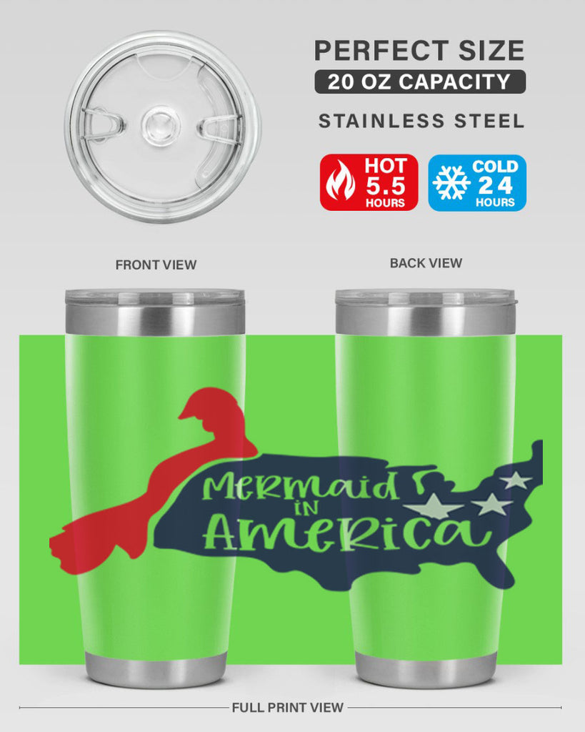 Mermaid In America Style 167#- Fourt Of July- Tumbler