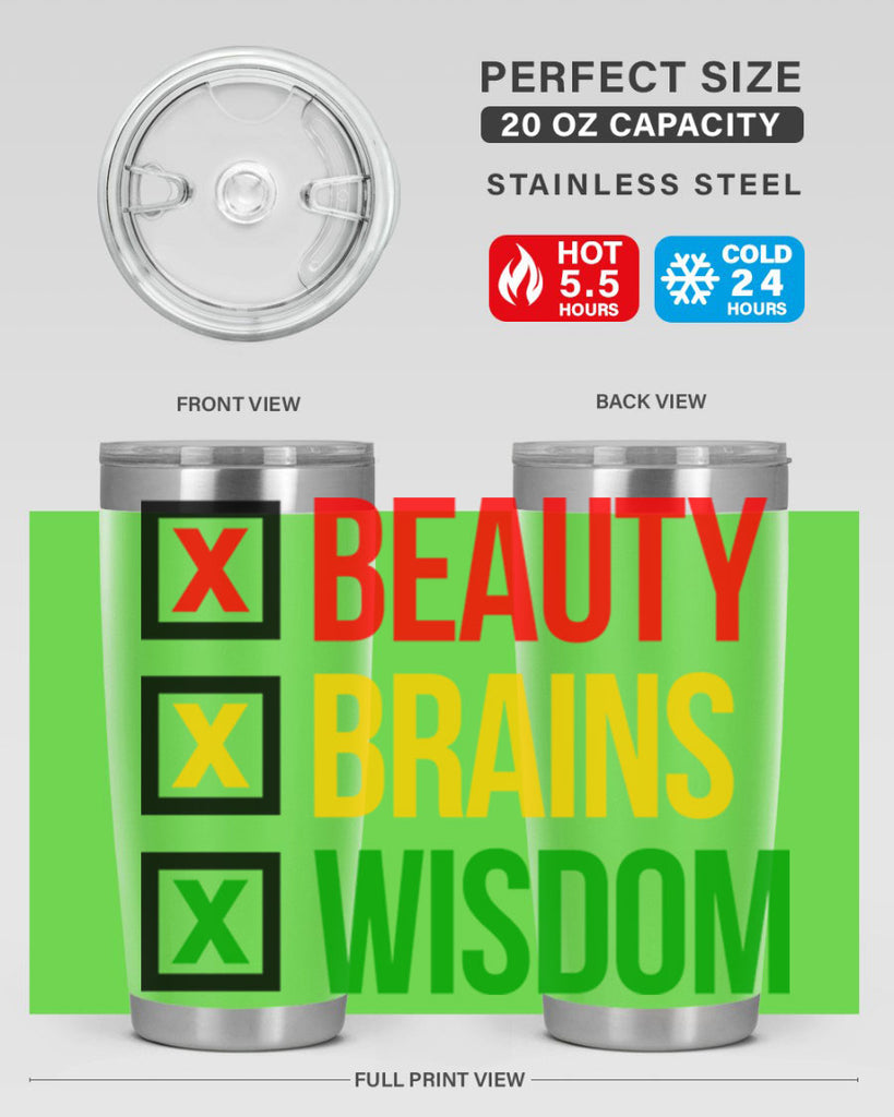 beauty brains wisdom 262#- black words phrases- Cotton Tank
